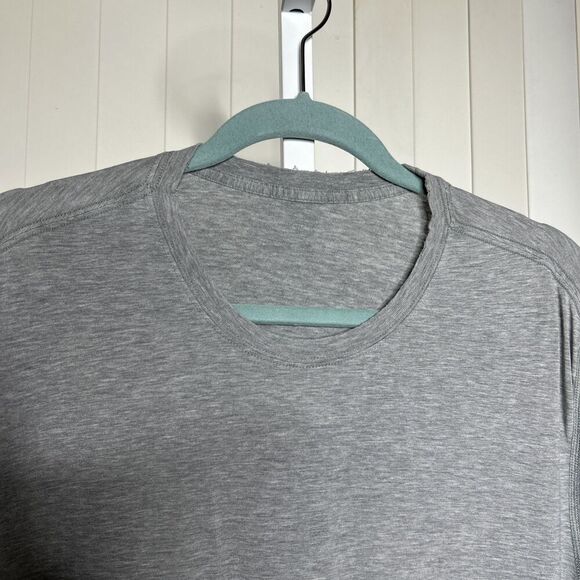Lululemon T Shirt Distressed Neckline Gray Color Short Sleeves - Picture 2 of 6